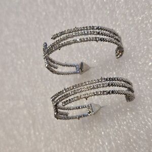 Alexis Bittar Silver Crystal Spike Hoop Earrings